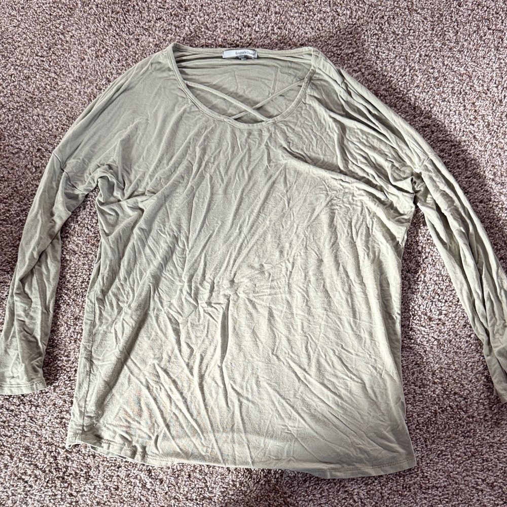 Elegant Long Sleeve Top in Light Olive